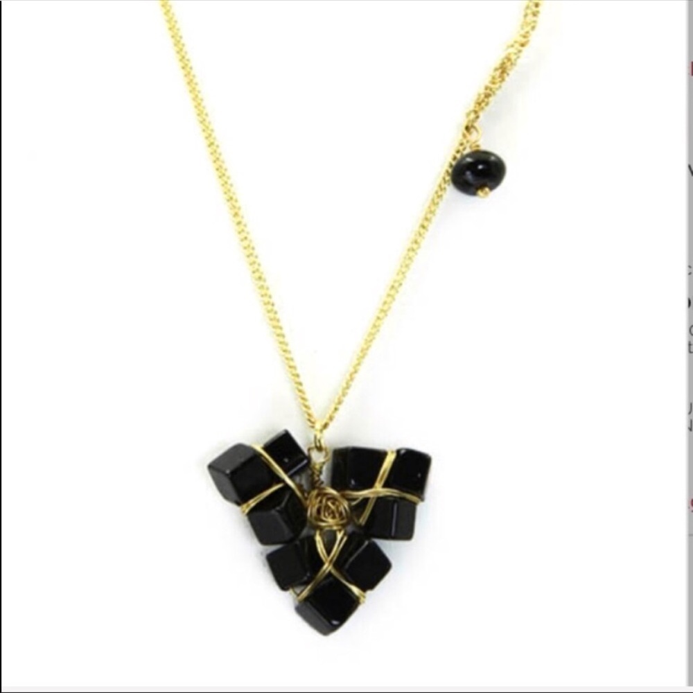 Gold and Black Geometric Pendant Necklace